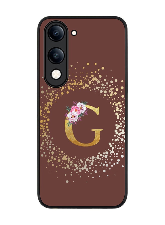 For vivo Y04 / Y29t 5G Case,Slim fit Camera Protection, Shockproof Thin Phone cover  - Custom Monogram Floral - G  (Brown )
